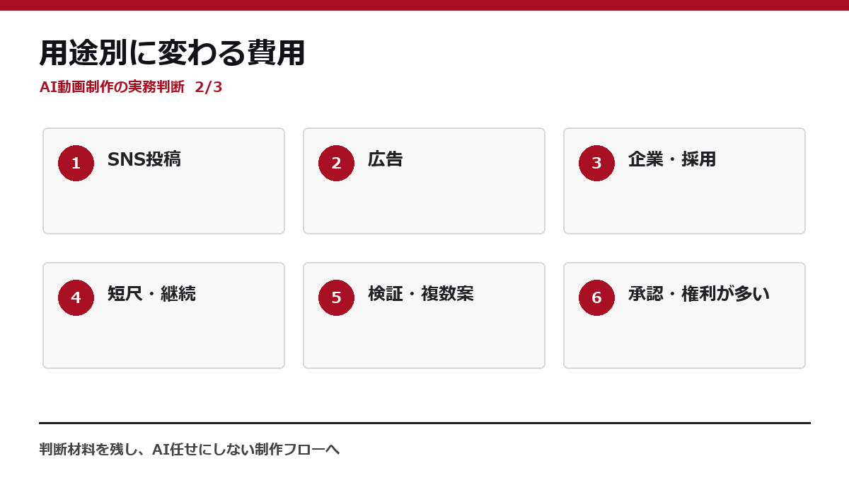 用途別に変わる費用