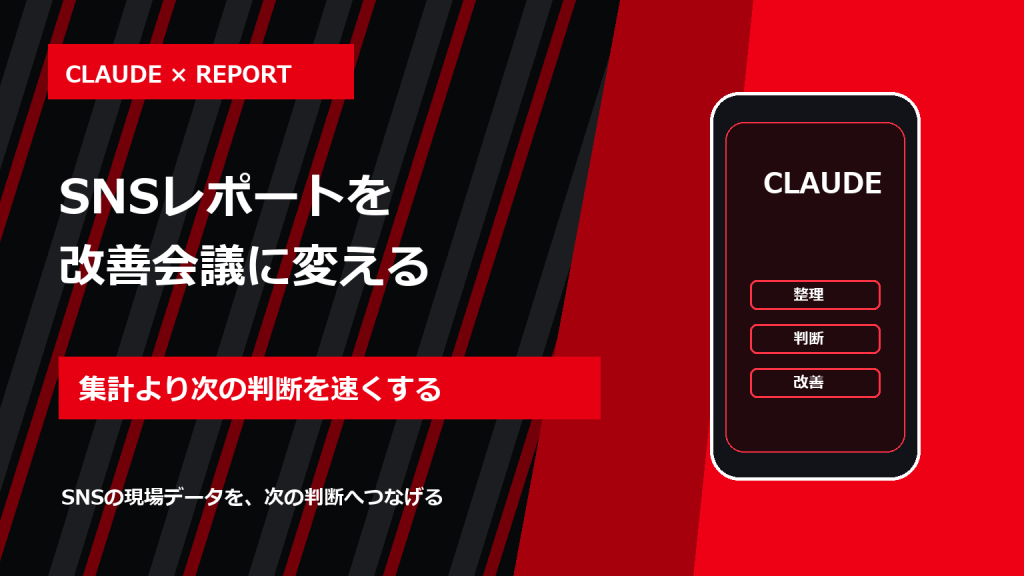 ClaudeでSNSレポートを作る方法｜CSV分析から改善会議まで アイキャッチ