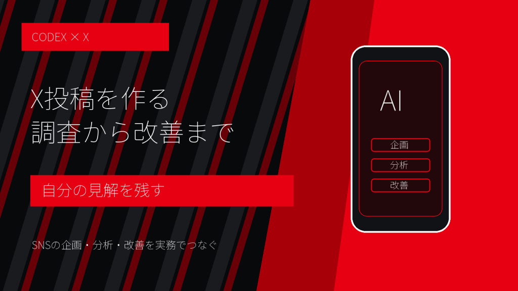 CodexでX投稿を作る方法｜ネタ収集・下書き・改善ログの残し方